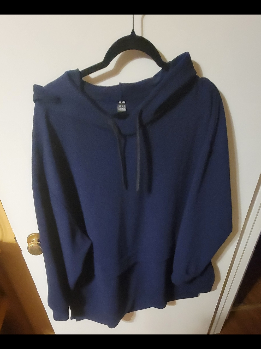 SHEIN Dark Navy Pullover Hoodie with Drawstring